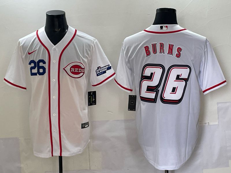 Men 2025 Cincinnati Reds #26 Burns White Nike MLB Jersey style 03->cincinnati reds->MLB Jersey
